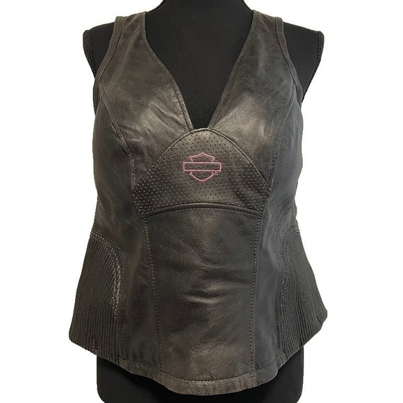 Harley Davidson Night Angel Vest Purple Black Built in Bra - Picture 2 of 9
